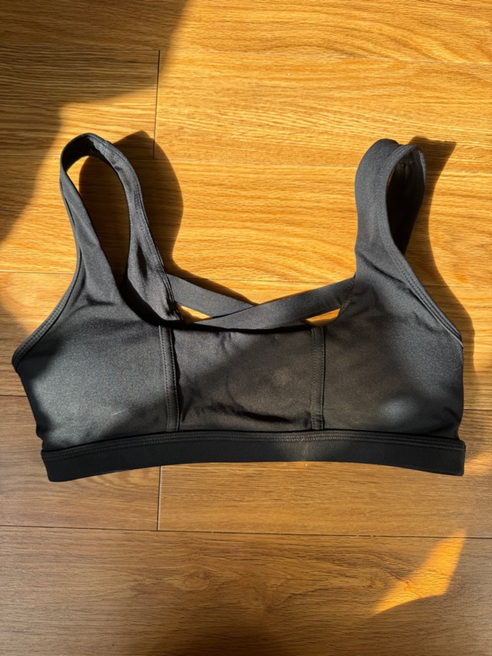 POPFLEX Black Cross-Front Comfort Sports Bra